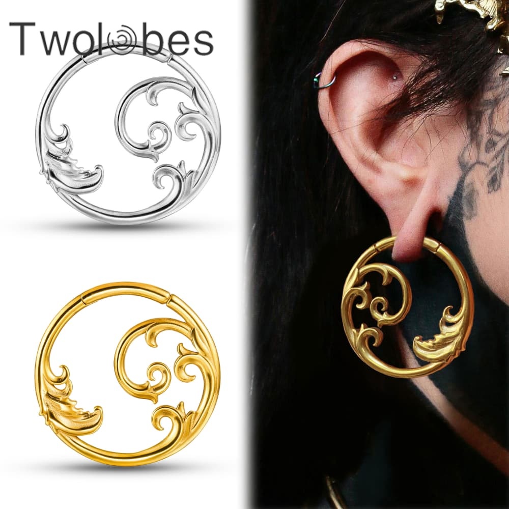 Body Jewelry Hangers - Twolobes 2PCS Cerchio in acciaio inossidabile