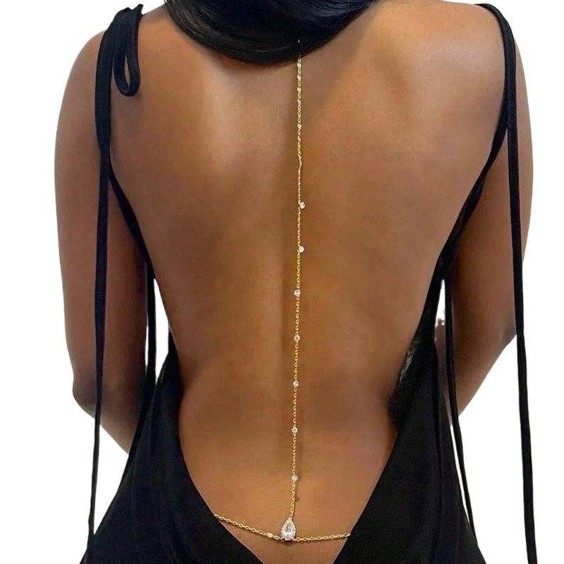 Body Jewelry Necklace - Collana da sposa con strass senza