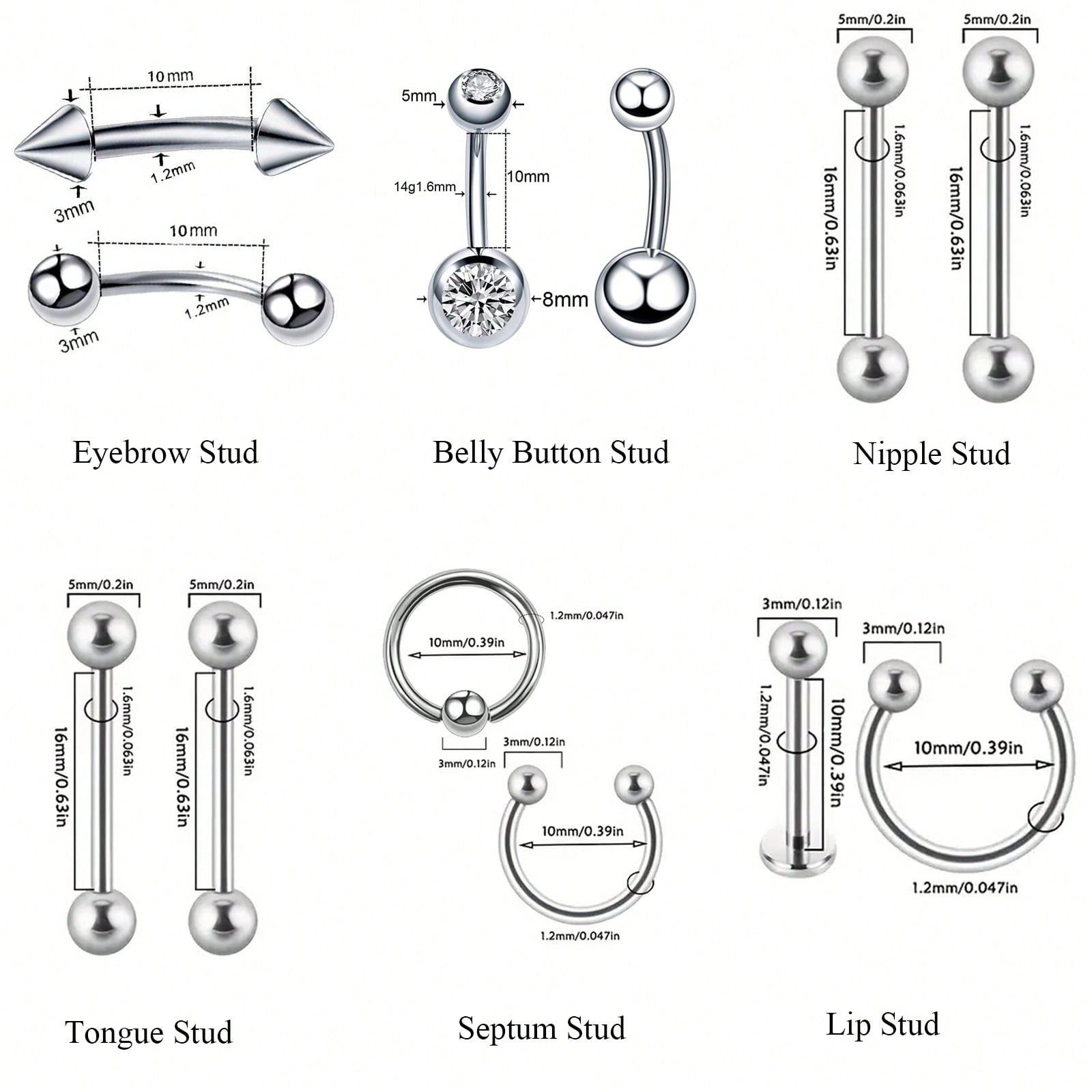 4pcs/Sets Professional Body Pi - Body Jewelry Helix recensione e prezzo